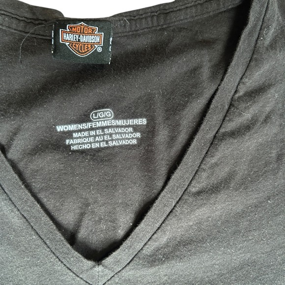 Harley Davidson Womens T-Shirt L Greensburg PA‎ V-Neck Est 03 Black - Picture 2 of 3